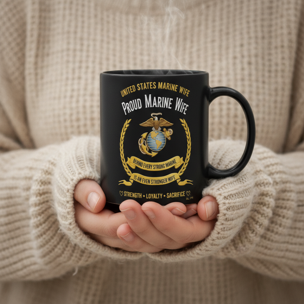 Personalized Proud Marine Wife Mug - Custom "Stronger Wife" Spouse Cup - America 250 Military Gift