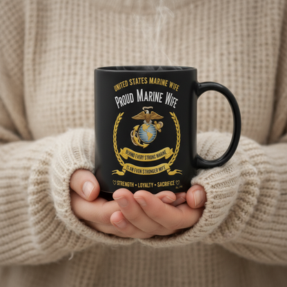 Personalized Proud Marine Wife Mug - Custom "Stronger Wife" Spouse Cup - America 250 Military Gift