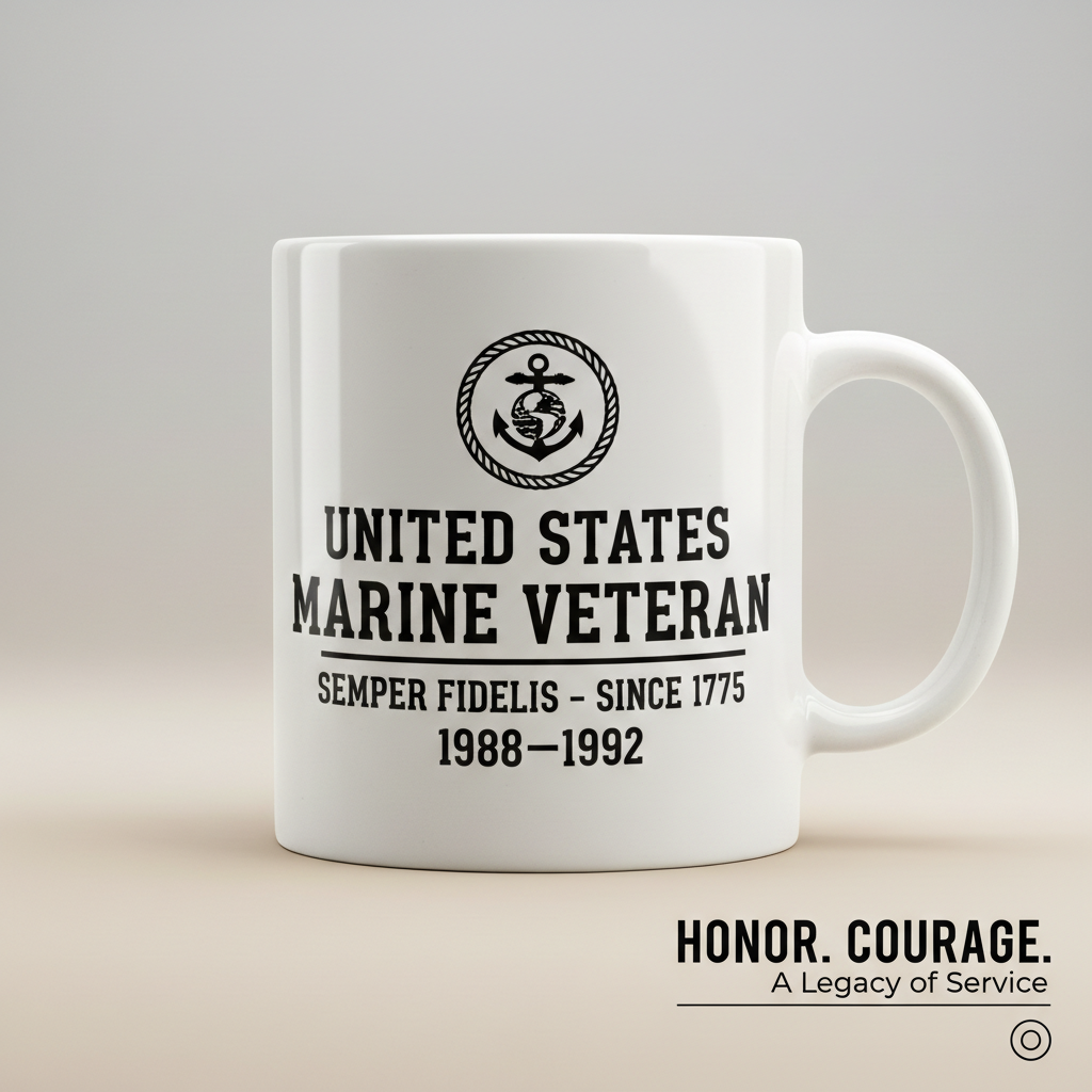 Personalized USMC Rope EGA Mug - Custom "Forged In Battle" Marine Cup - America 250 Veteran Gift