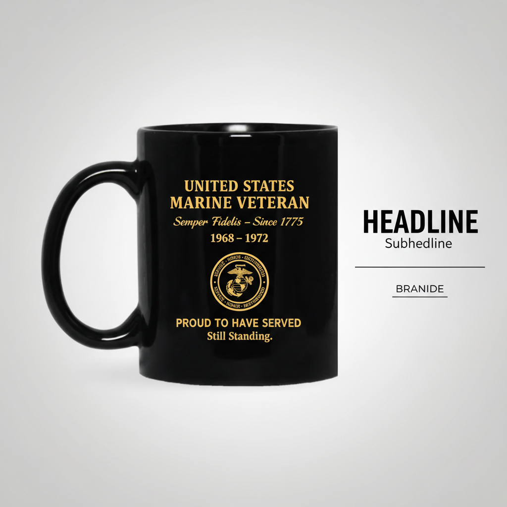 Personalized US Marine Veteran Black Mug - Custom Service Years Semper Fidelis Cup - Proud To Have Served Gift