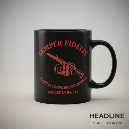 Personalized USMC Brotherhood Mug - Custom Rifle & Bayonet Marine Cup - Forged In Battle Veteran Gift
