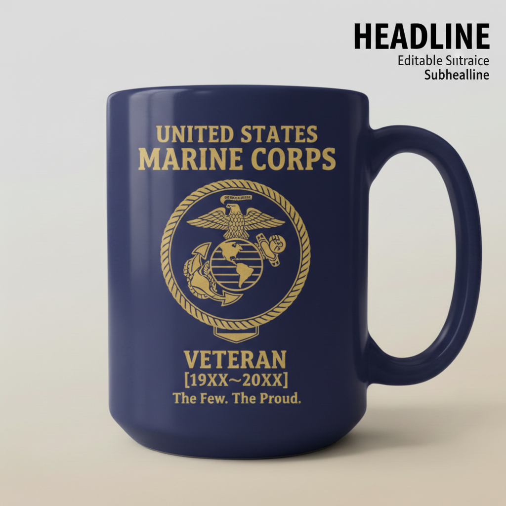Custom Marine Corps Commemorative Mug - Personalized EGA Crest Veteran Cup - Proud Military Service Gift