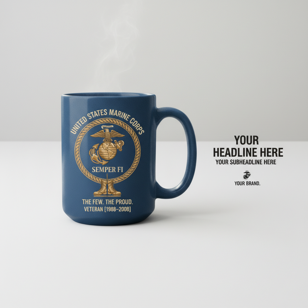 Personalized USMC Combat Boots EGA Mug - Custom Service Years Marine Cup - "The Few The Proud" Veteran Gift
