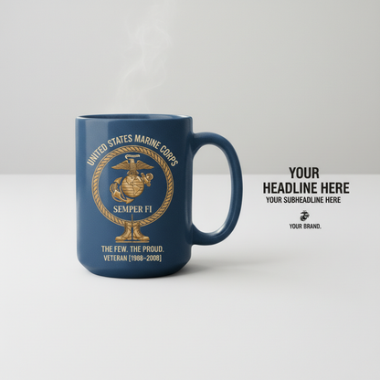 Personalized USMC Combat Boots EGA Mug - Custom Service Years Marine Cup - "The Few The Proud" Veteran Gift