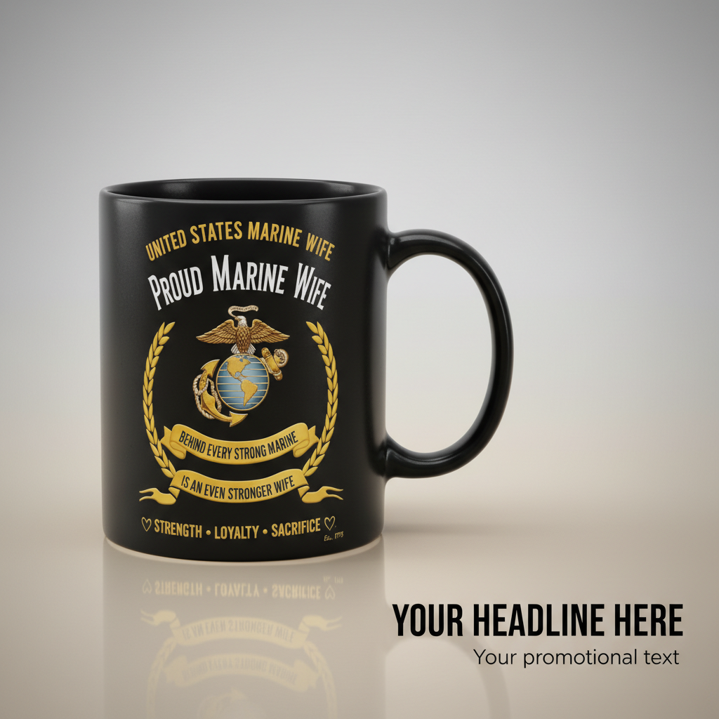 Personalized Proud Marine Wife Mug - Custom "Stronger Wife" Spouse Cup - America 250 Military Gift
