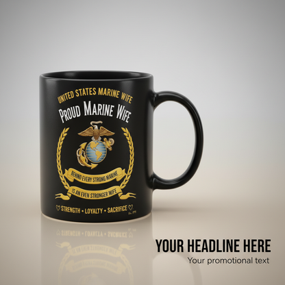 Personalized Proud Marine Wife Mug - Custom "Stronger Wife" Spouse Cup - America 250 Military Gift