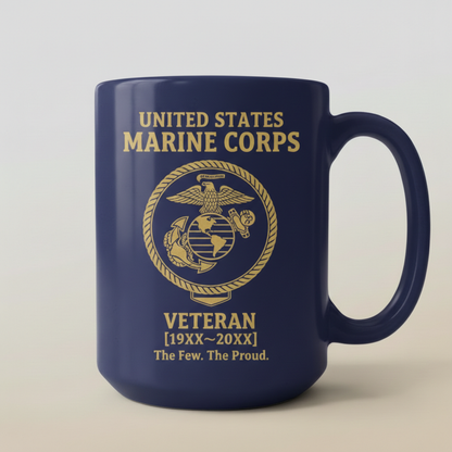 Custom Marine Corps Commemorative Mug - Personalized EGA Crest Veteran Cup - Proud Military Service Gift