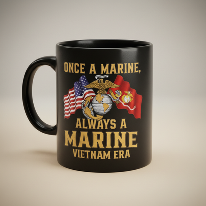 Personalized USMC "Always A Marine" Mug - Custom Crossed Flags EGA Cup - Vietnam Era Veteran Gift