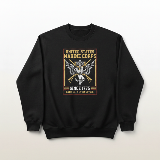 Marine Corps Pride Crewneck Sweatshirt - Vintage USMC Graphic Apparel - Patriotic Military Men’s Sweater
