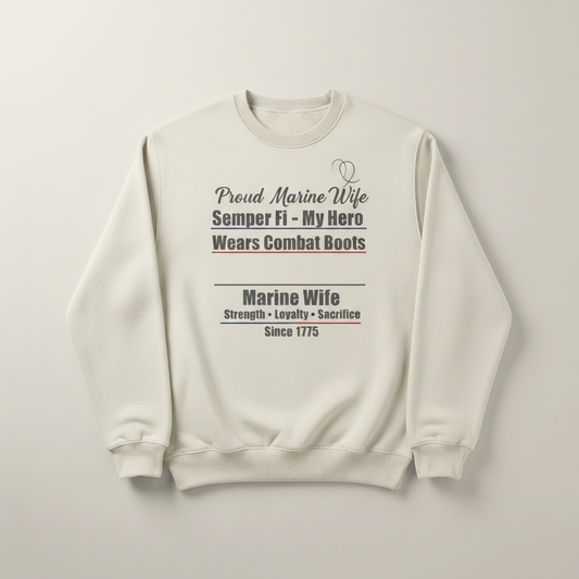 Honor, Courage, Commitment: Wear Your Pride with this Marine Wife Crewneck