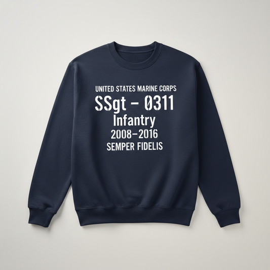 United States Marine Corps SSgt Crewneck - Infantry 0311 Personalized Veteran Gift
