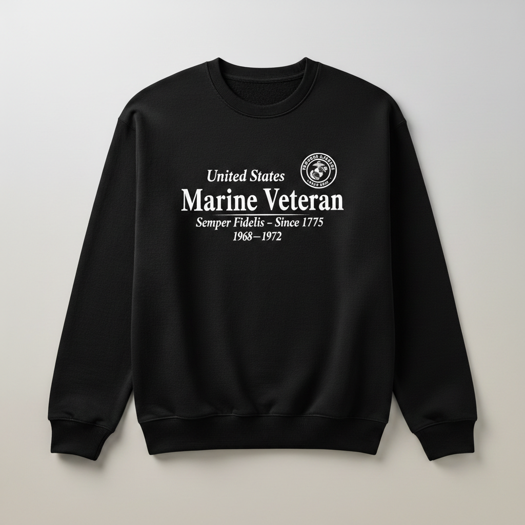 Proud US Marine Veteran Heritage Sweatshirt | 1968-1972 Commemorative Edition | Semper Fi