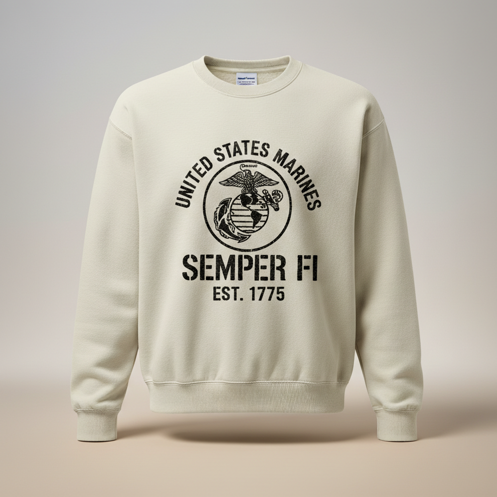 United States Marines Semper Fi Sweatshirt - USMC Est. 1775 Crewneck