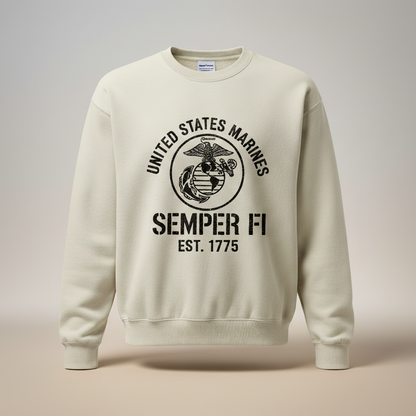 United States Marines Semper Fi Sweatshirt - USMC Est. 1775 Crewneck