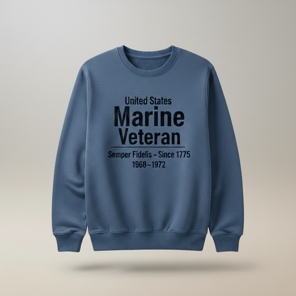 USMC Veteran Crewneck Pullover – United States Marine Corps 1968-1972 Service Years