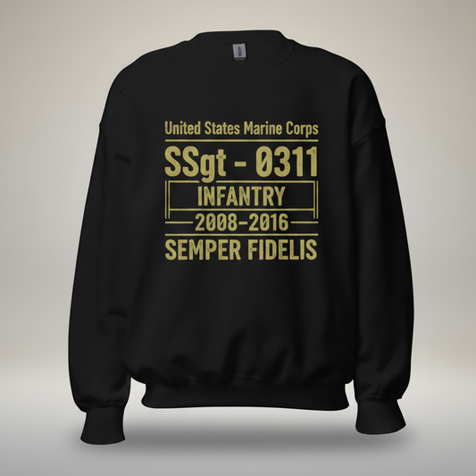 Custom USMC Crewneck - SSgt 0311 Infantry - Marine Corps Veteran Apparel