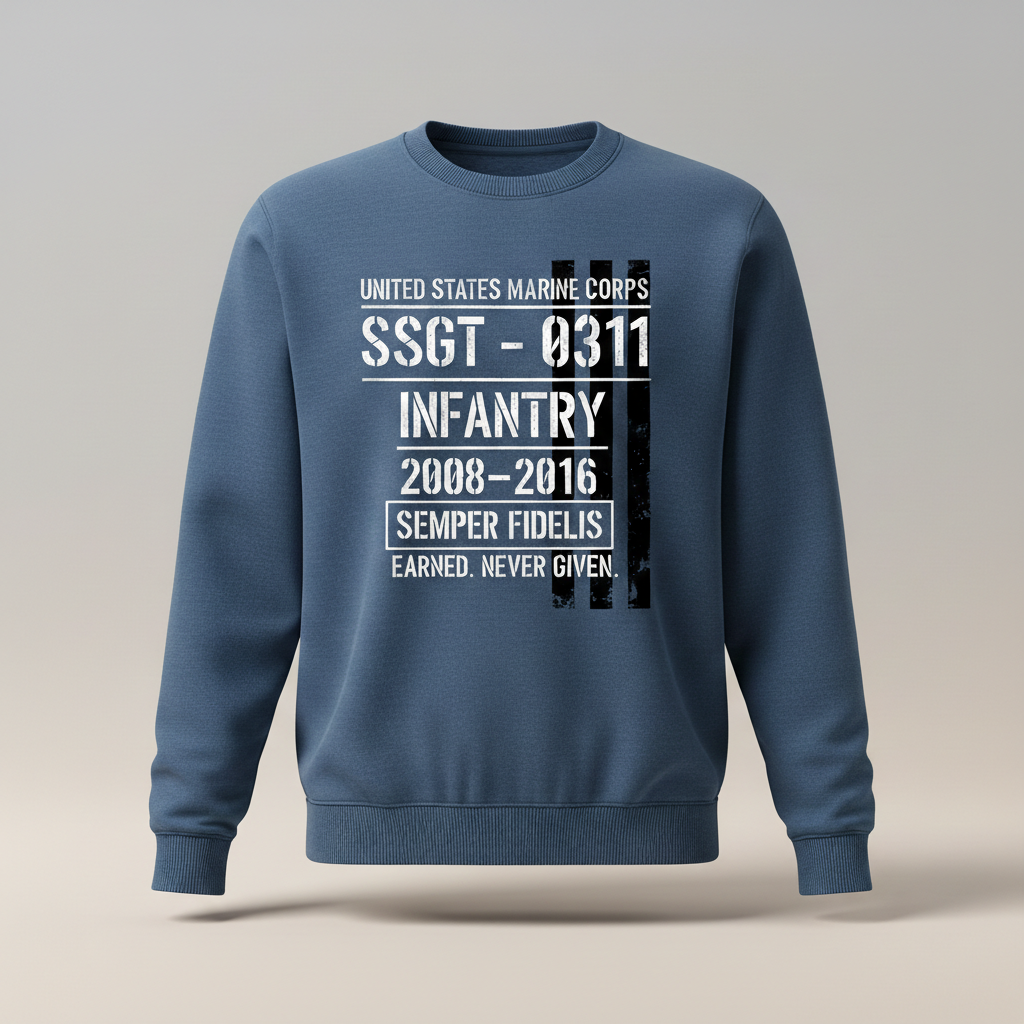 USMC Veteran Sweatshirt - Marine Corps Infantry SSGT 0311 Pullover
