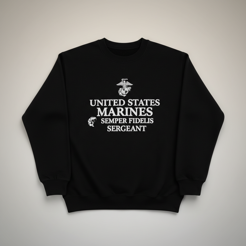 Marine Corps Sergeant Gift Sweatshirt - US Marines Semper Fi Pullover - Proud Military Rank Crewneck for Men and Women