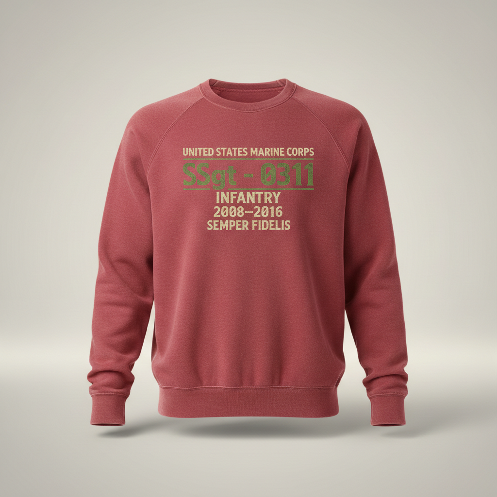 United States Marine Corps 0311 Infantry Sweatshirt - Semper Fidelis Veteran Pride Pullover
