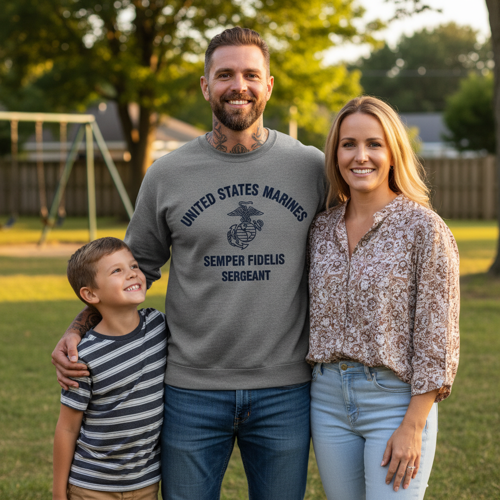 USMC Sergeant Graphic Sweatshirt - Semper Fi Marines Pullover - United States Military Heritage Crewneck