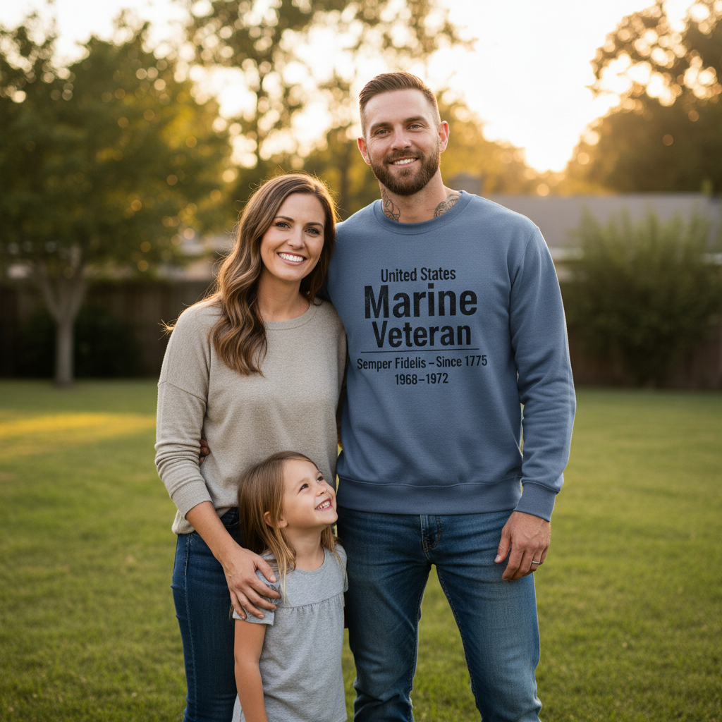 USMC Veteran Crewneck Pullover – United States Marine Corps 1968-1972 Service Years