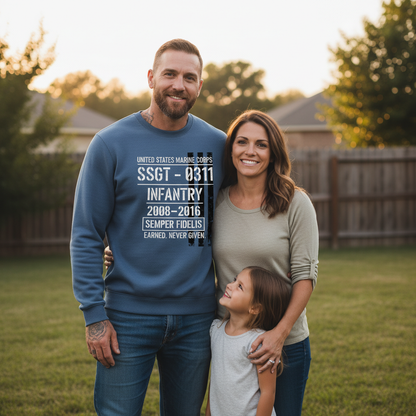 USMC Veteran Sweatshirt - Marine Corps Infantry SSGT 0311 Pullover