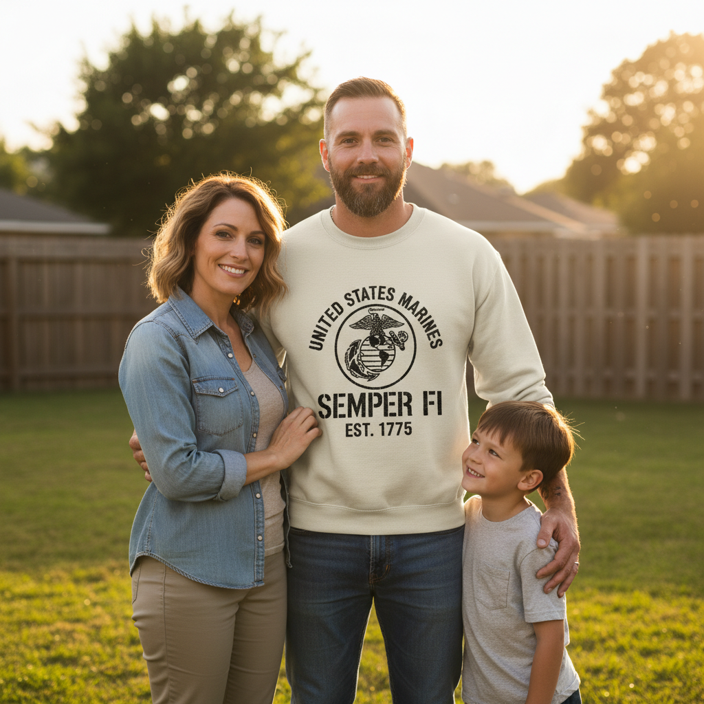 United States Marines Semper Fi Sweatshirt - USMC Est. 1775 Crewneck