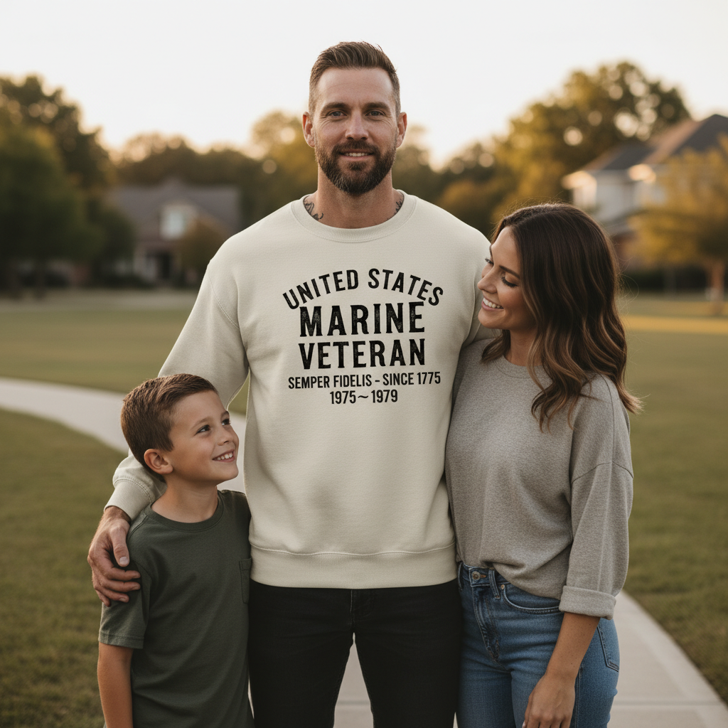 United States Marine Veteran Crewneck Sweatshirt - Proud USMC Vet Gift