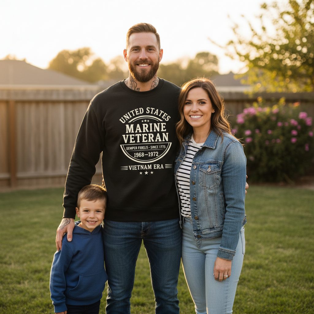 United States Marine Corps Veteran Shirt - Vietnam War Era 1968-1972 Black Pullover