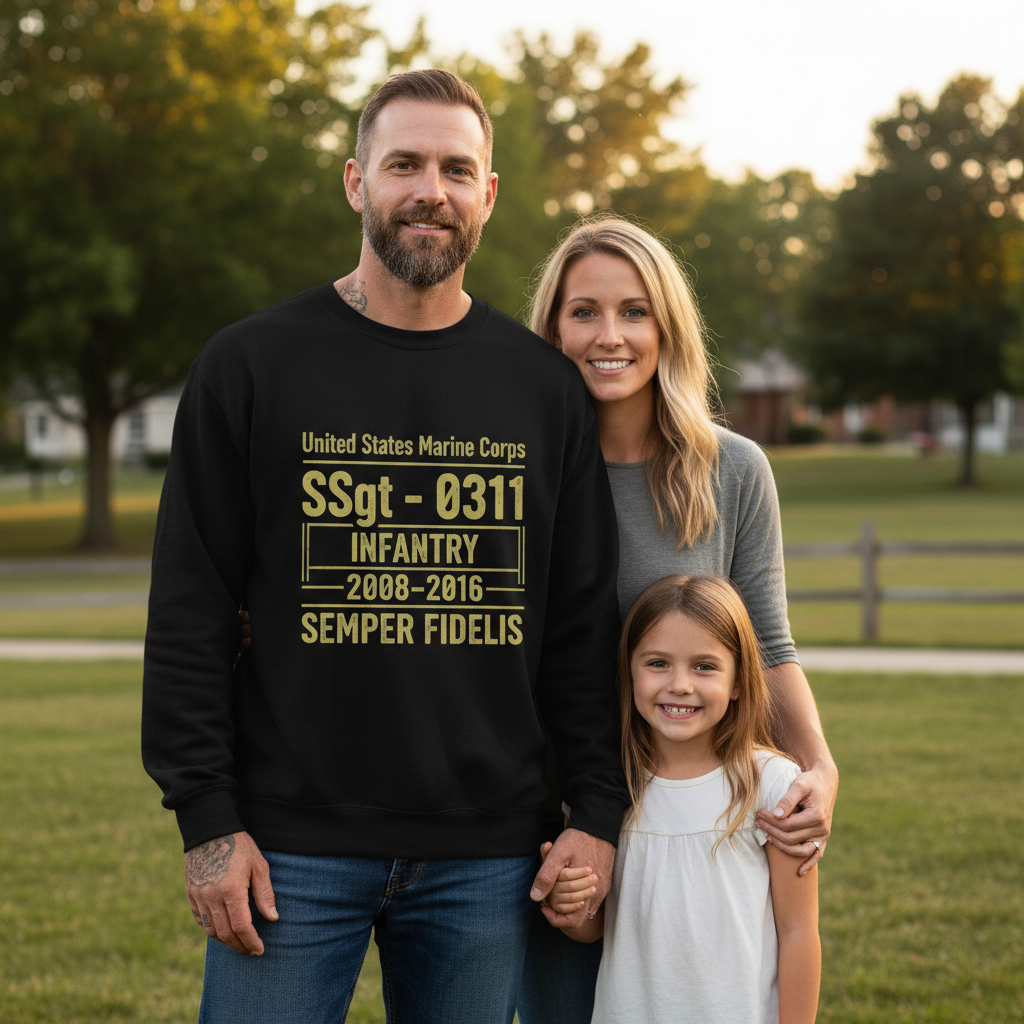 Custom USMC Crewneck - SSgt 0311 Infantry - Marine Corps Veteran Apparel