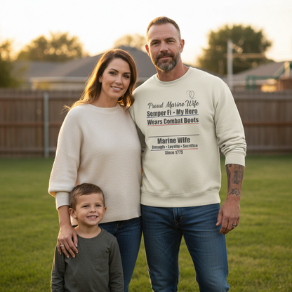 Honor, Courage, Commitment: Wear Your Pride with this Marine Wife Crewneck