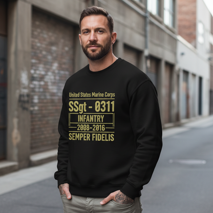 Custom USMC Crewneck - SSgt 0311 Infantry - Marine Corps Veteran Apparel