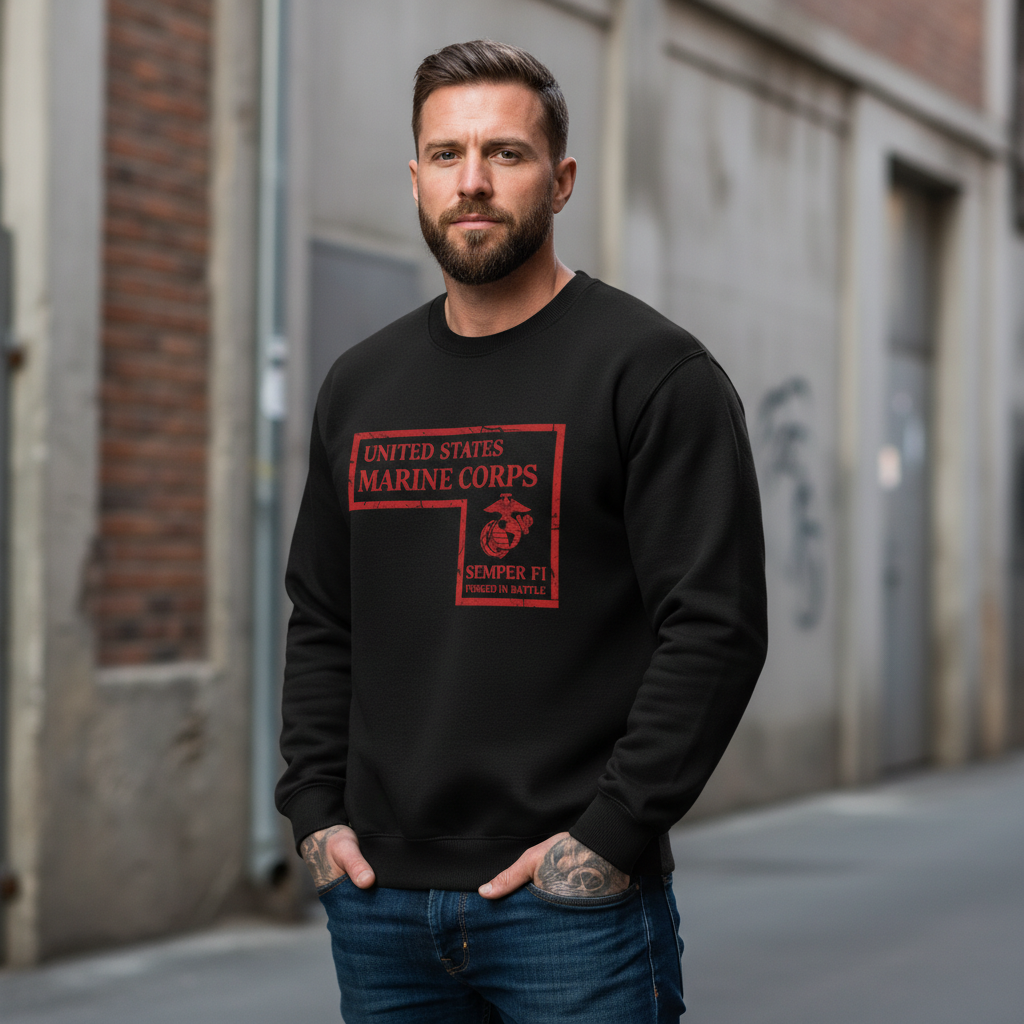 USMC United States Marine Corps Semper Fi Men’s Crewneck Sweatshirt
