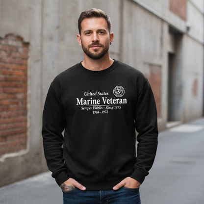 Proud US Marine Veteran Heritage Sweatshirt | 1968-1972 Commemorative Edition | Semper Fi