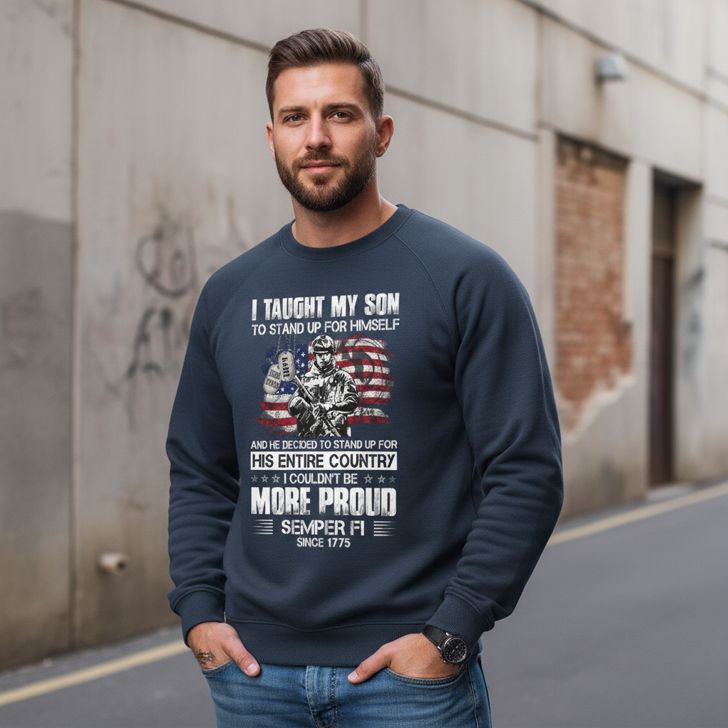 USMC Marine Corps Gift for Mom or Dad - Patriotic Military Family Sweatshirt