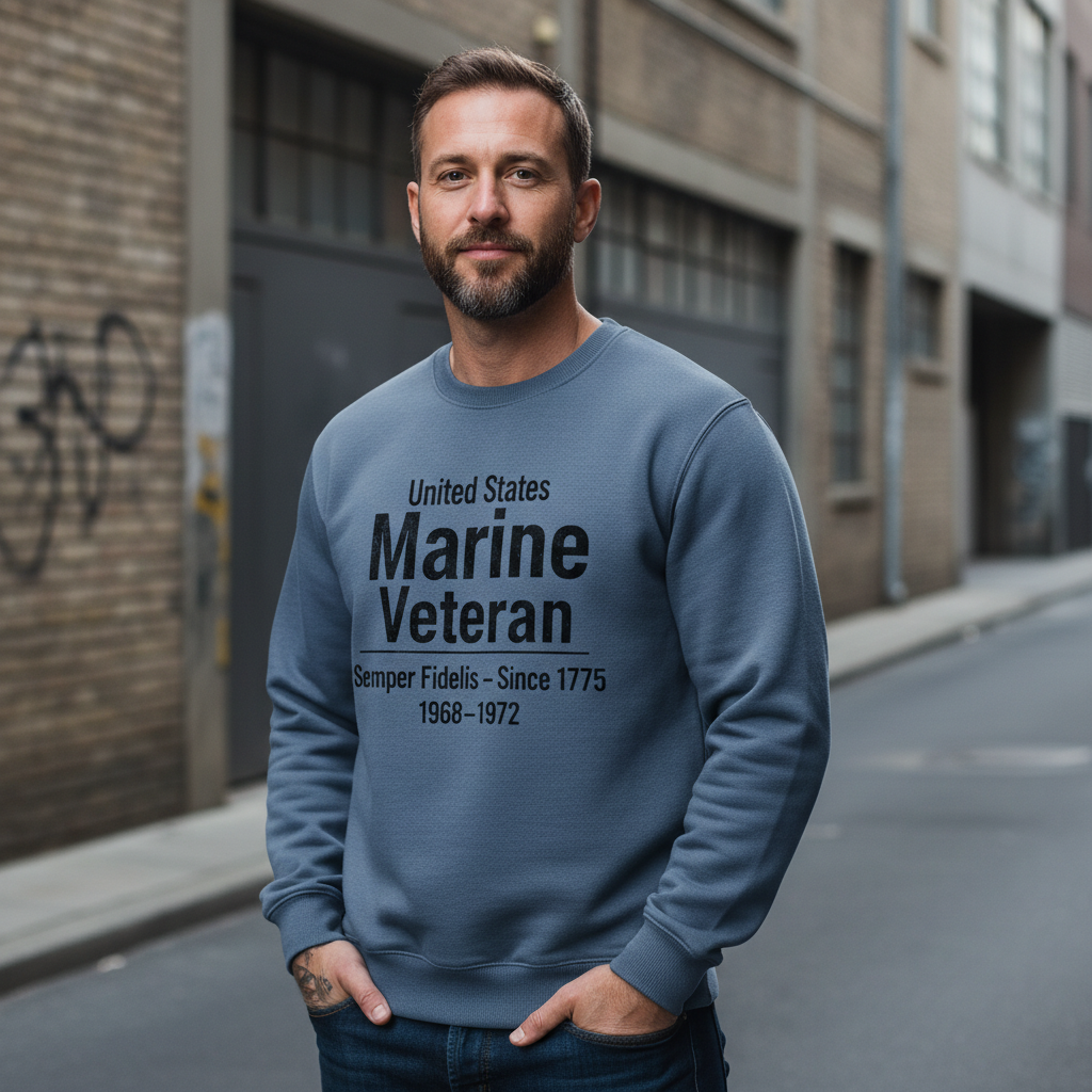 USMC Veteran Crewneck Pullover – United States Marine Corps 1968-1972 Service Years