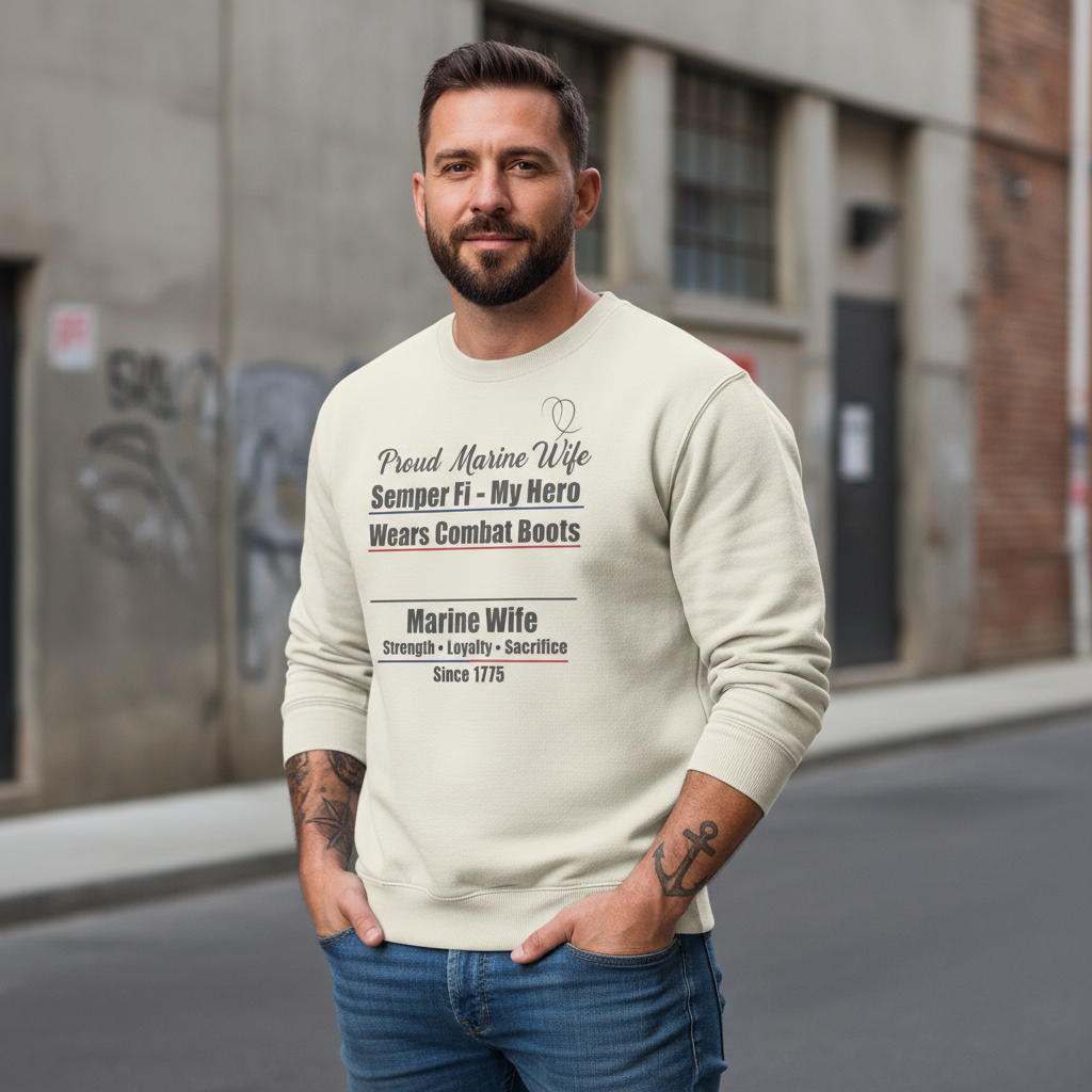 Honor, Courage, Commitment: Wear Your Pride with this Marine Wife Crewneck