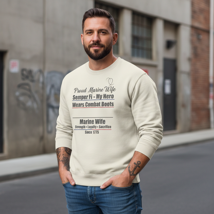 Honor, Courage, Commitment: Wear Your Pride with this Marine Wife Crewneck