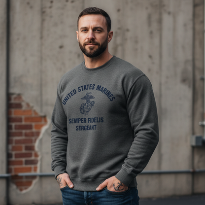 USMC Sergeant Graphic Sweatshirt - Semper Fi Marines Pullover - United States Military Heritage Crewneck