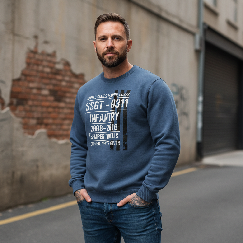 USMC Veteran Sweatshirt - Marine Corps Infantry SSGT 0311 Pullover