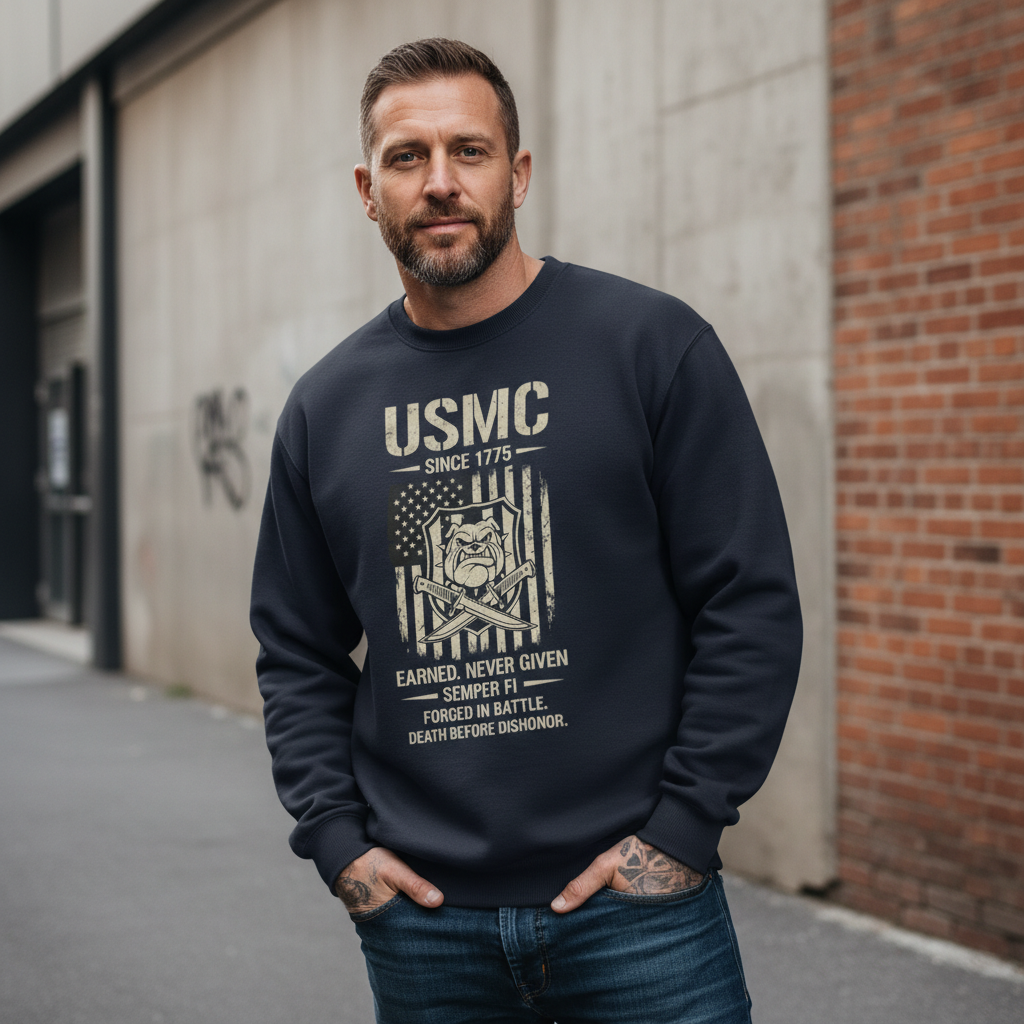 Marine Corps Since 1775 EGA Logo Men’s Black Pullover Sweatshirt