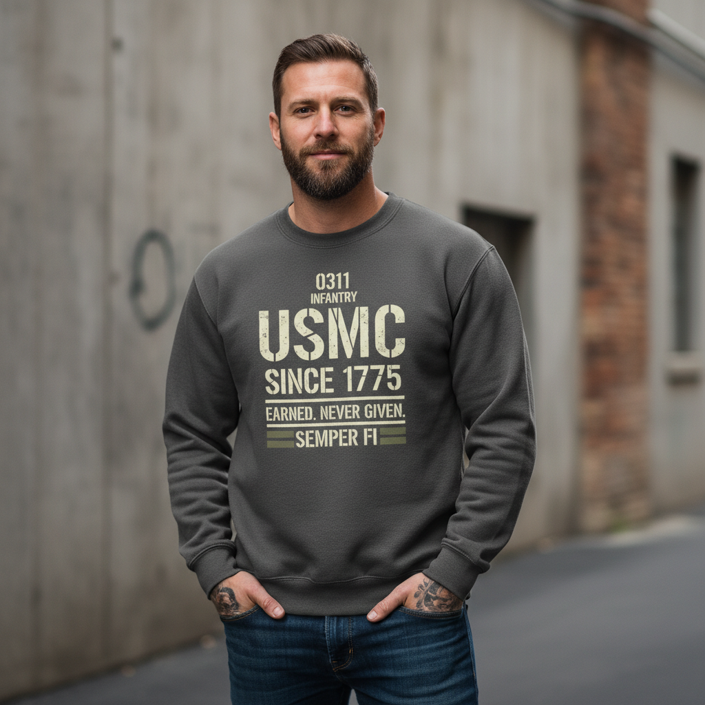 United States Marine Corps 0311 Infantry Pullover - USMC Since 1775 Military Sweatshirt