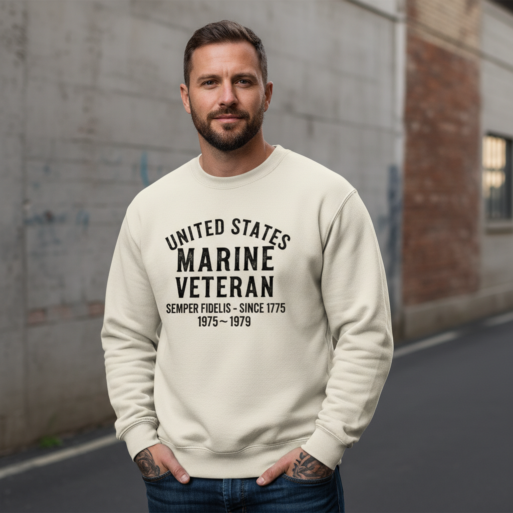 United States Marine Veteran Crewneck Sweatshirt - Proud USMC Vet Gift