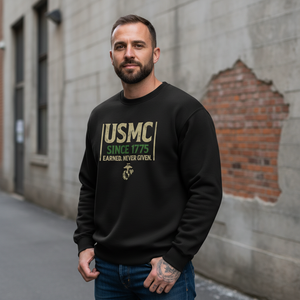 Marine Corps Since 1775 EGA Logo Men’s Black Pullover Sweatshirt