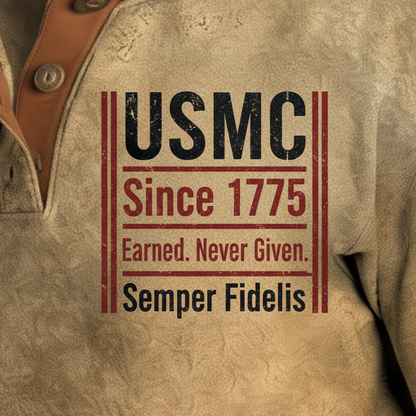 Men's USMC Retro Distressed Sweatshirt with Elbow Patches