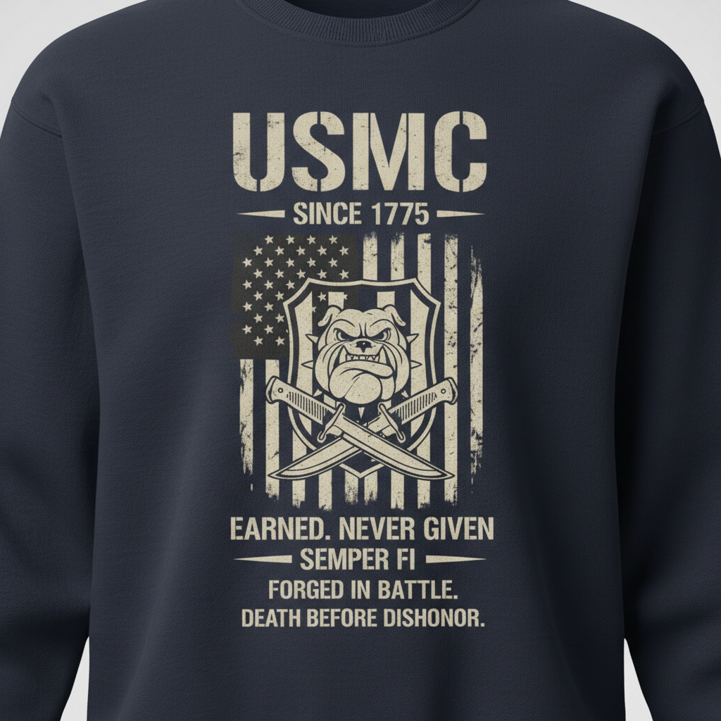 Marine Corps Since 1775 EGA Logo Men’s Black Pullover Sweatshirt