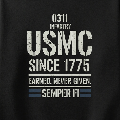 USMC Veteran Sweatshirt - 0311 Rifleman Infantry Gear - Semper Fidelis Graphic Crewneck