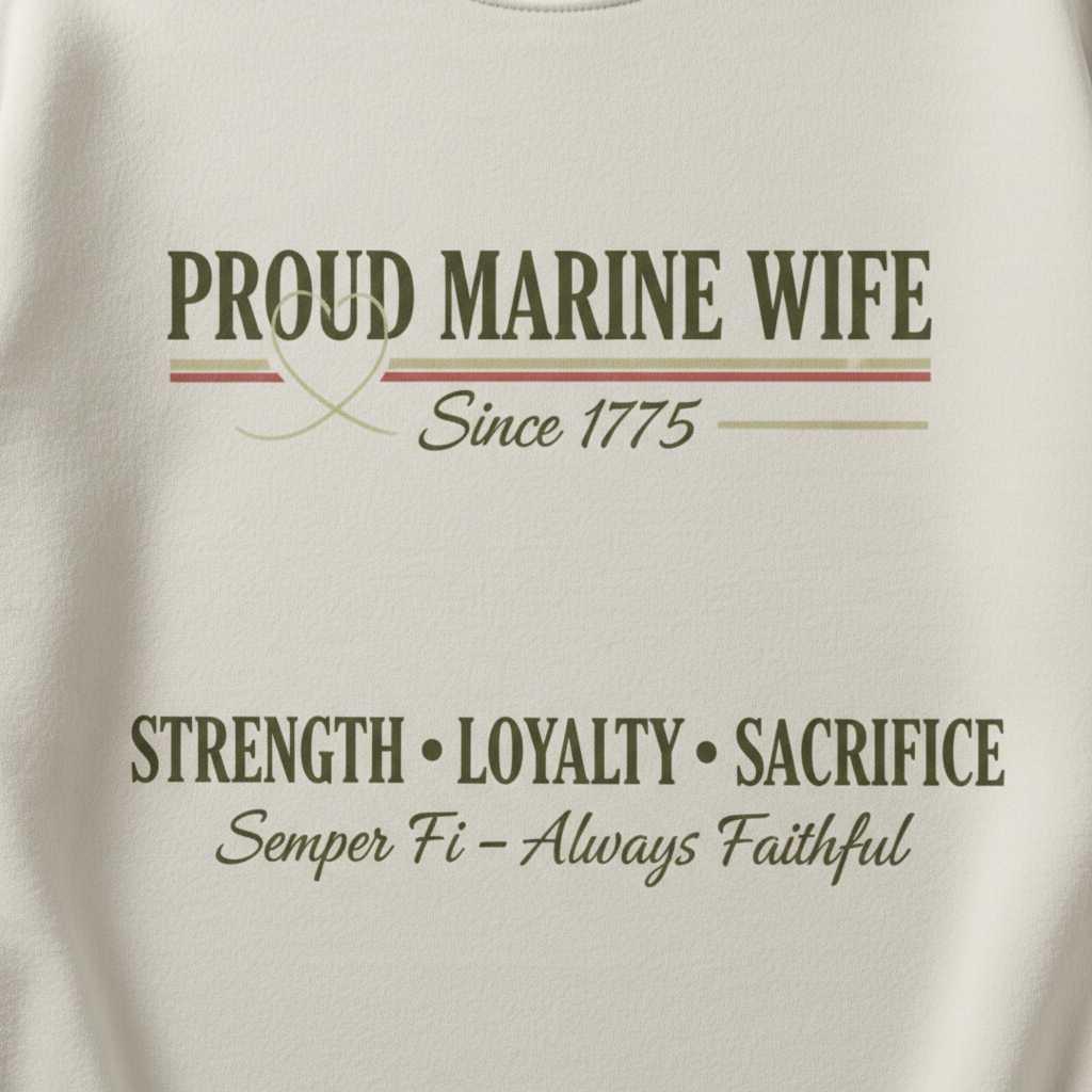 Marine Wife Heritage Crewneck - Strength Loyalty Sacrifice Military Gift