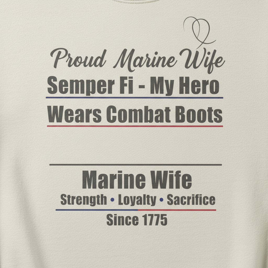 Honor, Courage, Commitment: Wear Your Pride with this Marine Wife Crewneck