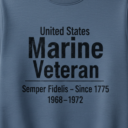 USMC Veteran Crewneck Pullover – United States Marine Corps 1968-1972 Service Years
